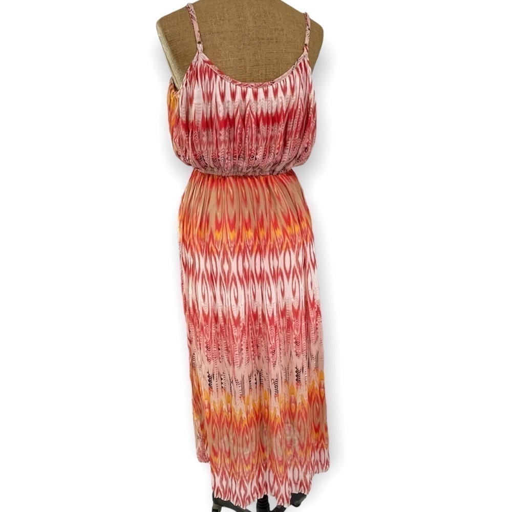 American Rag tribal spaghetti strap boho maxi dress sheer w/ slip elastic waist - Picture 8 of 10